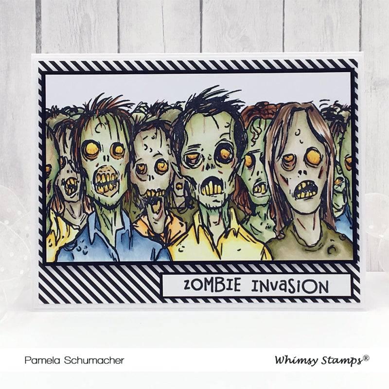 Zombie Herd Rubber Cling Stamp - Whimsy Stamps